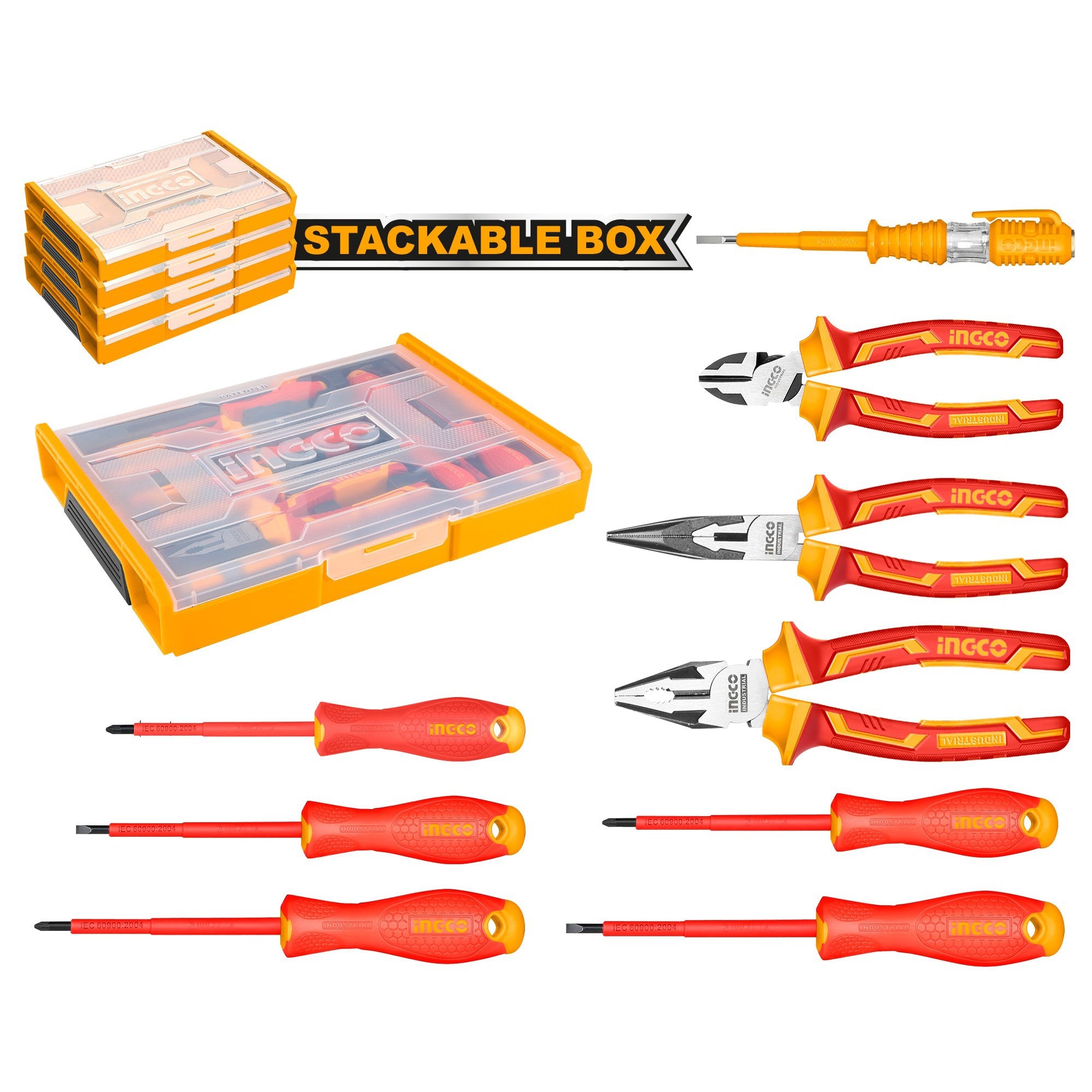 Screwdriver & Tool Set in Case 9pc VDE Insulated iNGCO