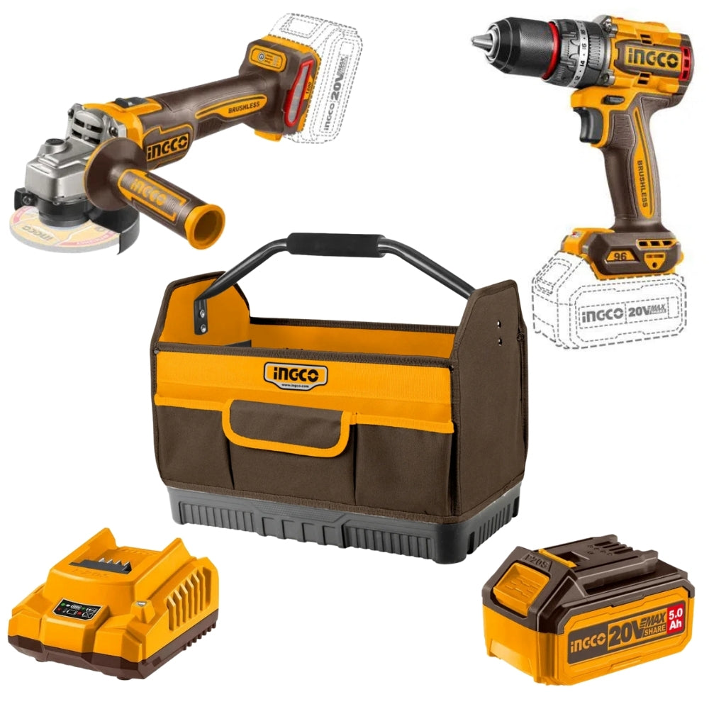 Grinder & Drill Cordless 20π Industrial Combo iNGCO