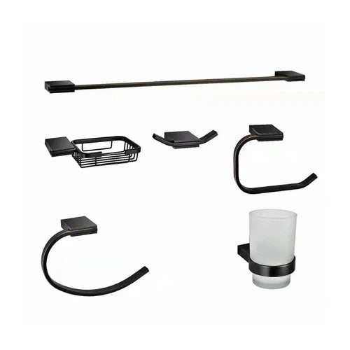 Bathroom Accessories Set Slimline Livornoⓓ-Matt Black-