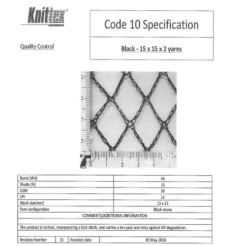 Bird Netting PE Knittex »-White-ƒ15x15𝑚𝑚 x 𝑤3 x 𝑝/𝑚eter-