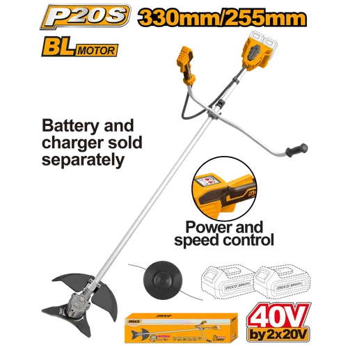 Brushcutter Cordless 2x20π iNGCO-Tool Only-