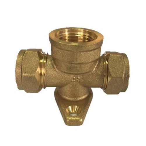 Compression Brass Tee Wallplate-15x1/2"-