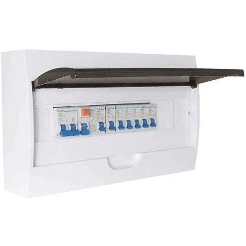 Distibution Box Ready Surface Mount DIN Complete-Private Label Electrical-12way (50A/63EL/32A/2x20A/2x10A)-diyshop.co.za