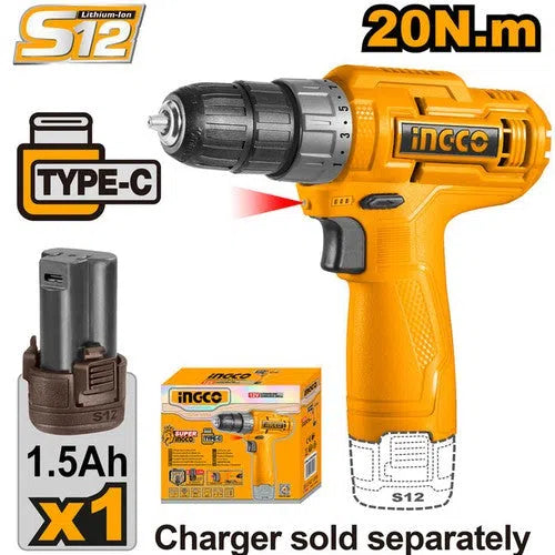 Drill Cordless 12π 20π-π iNGCO-Tool + 1.5π΄π Bat-