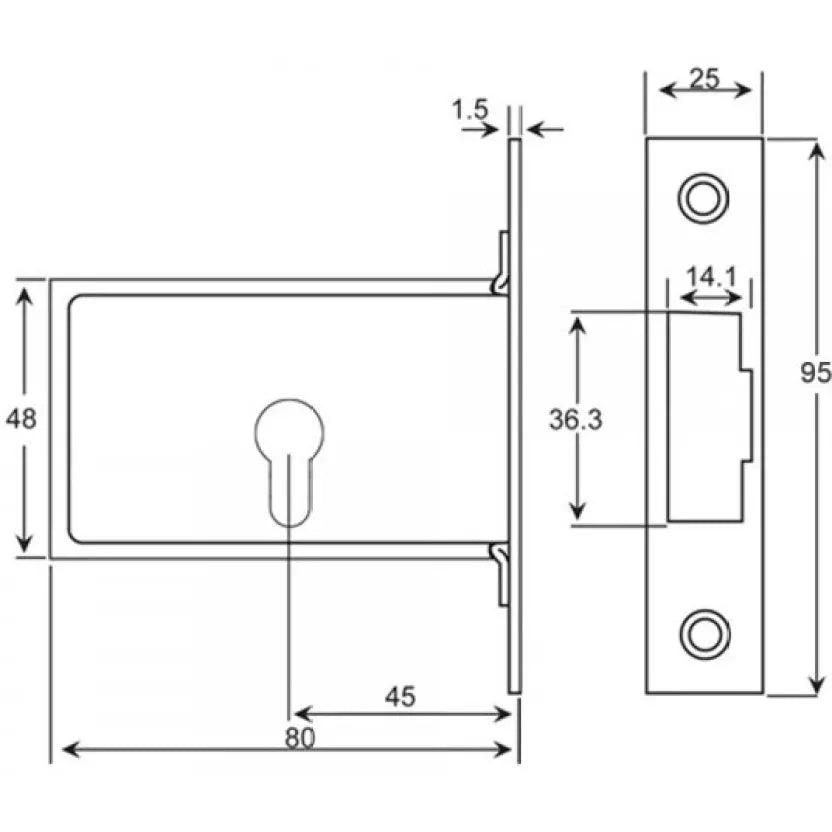 Gate Lock Square Cylinder Slam Swiss-