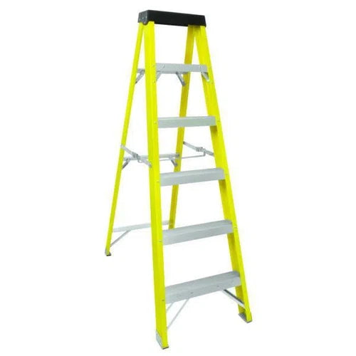 Ladder A-Frame Fibreglass Yellow-6 Step (1.8m)-
