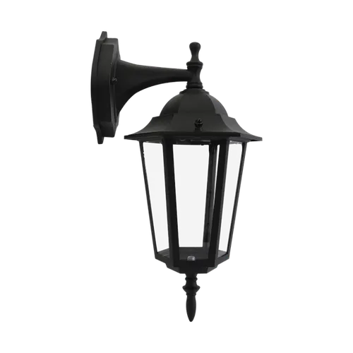 Lantern Outdoor 6 Panel Down Facing Flash-Black-
