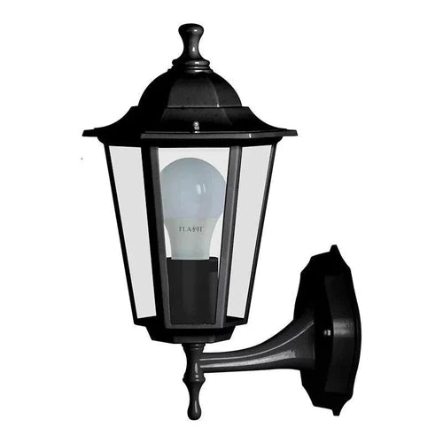 Lantern Outdoor 6 Panel Up Facing Flash-Black-