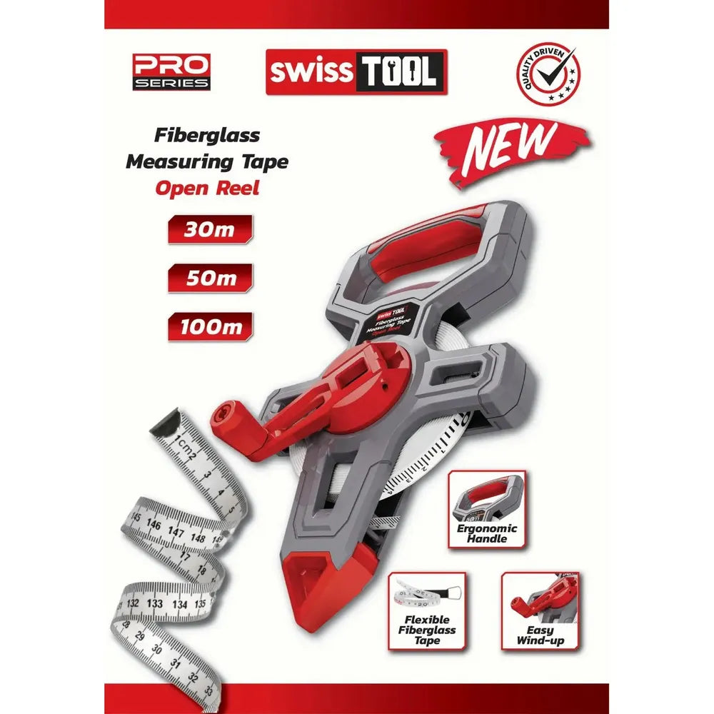 Measuring Tape Fibre Glass Reel Premuim Swiss-30๐-