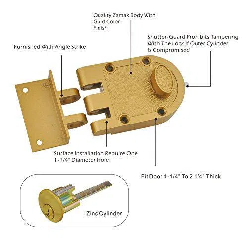 Night Latch Jimmy Proof-Single Cylinder-