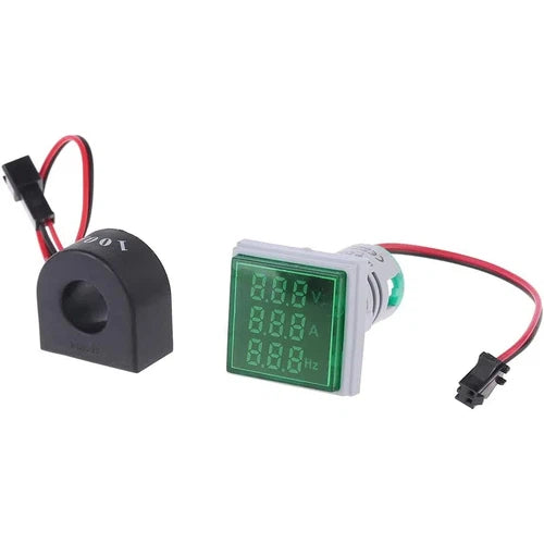 Panel Indicator Light with Volt, Amp & Frequency-Red-