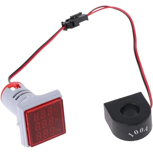 Panel Indicator Light with Volt, Amp & Frequency-Red-