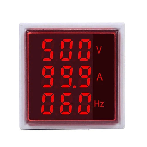 Panel Indicator Light with Volt, Amp & Frequency-Red-