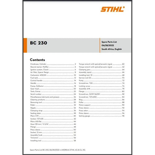 Parts List & Diagram BC230 STIHL-