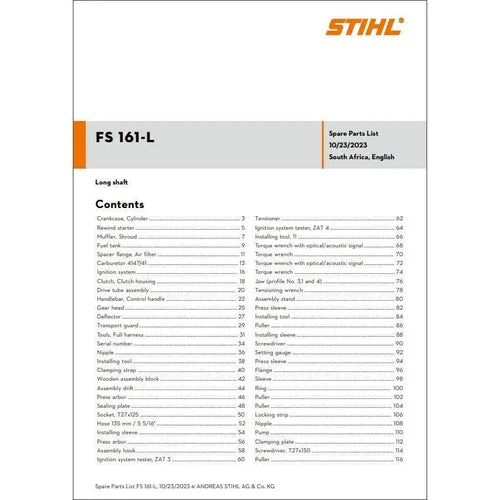 Parts List & Diagram FS161 STIHL-