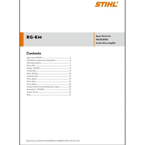 Parts List & Diagram RG-KM STIHL-