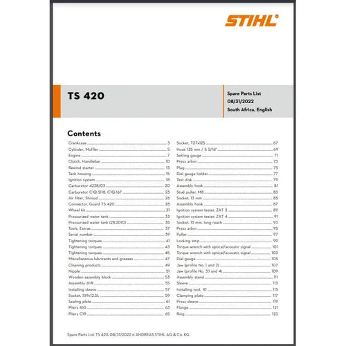 Parts List & Diagram TS420 STIHL-