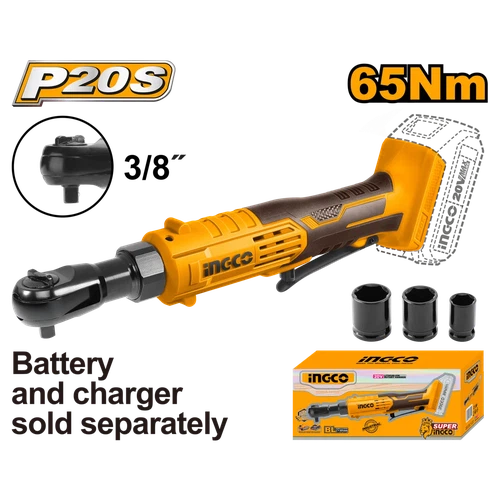 Ratchet Driver Cordless 20π 3/8" 65π-π iNGCO-Tool Only-