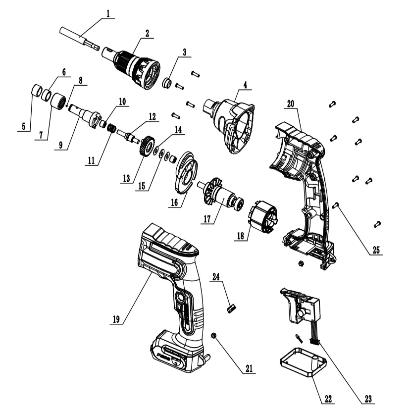 Screwdriver Drywall Cordless 20π WADFOW-Tool Only-