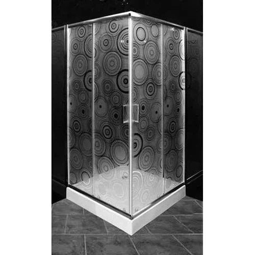 Shower Door Square Corner Slidingⓓ-Chrome/Circles-
