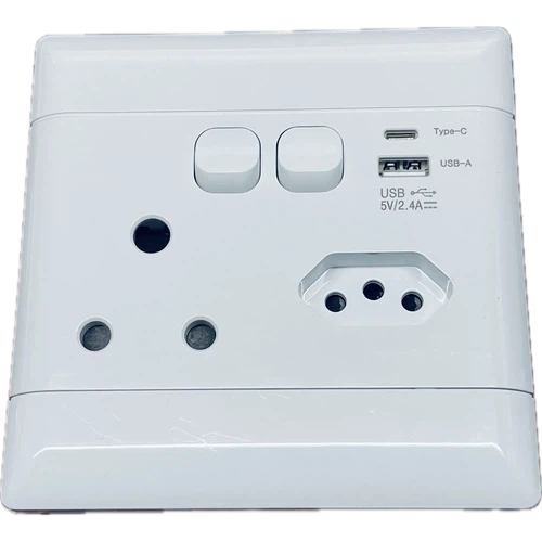 Socket 4x4 PVC USB+Euro+3Pin Reddisson/Ausma-Default Title