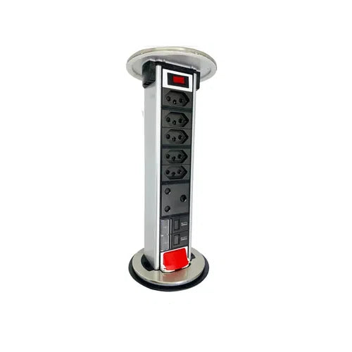 Socket Popup Stainless Steel Onesto-5x EUza 1x 3PIn 2x USB