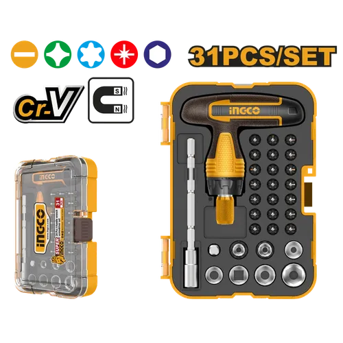 Socket & Screwdriver 1/4" Set iNGCO-