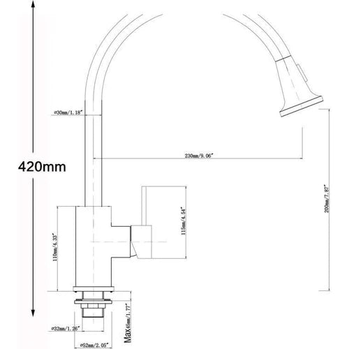 Tap Sink Mixer Pull out Spout Livorno-Matt Black-