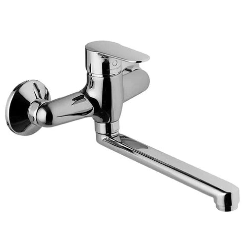 Tap Sink Mixer Wall Rounded Lever-Chrome