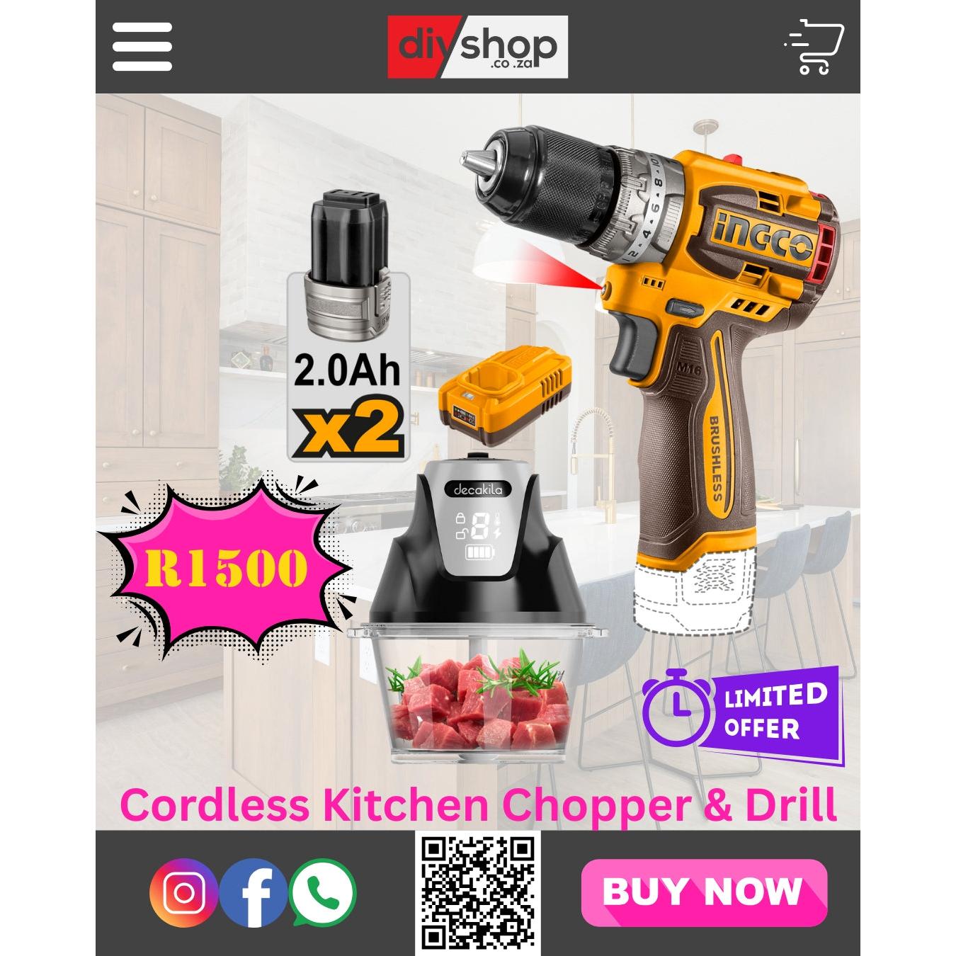 Cordless Kitchen Chopper & Drill Combo