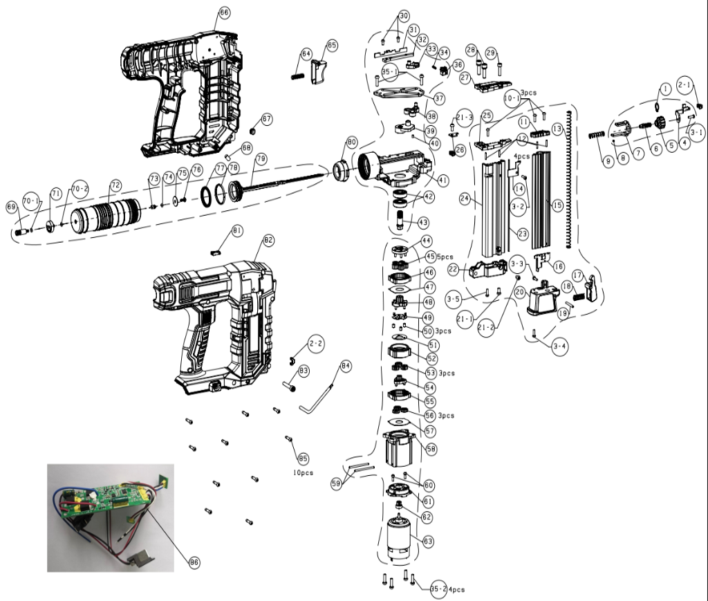 Nail Gun Cordless 20𝑉 iNGCO