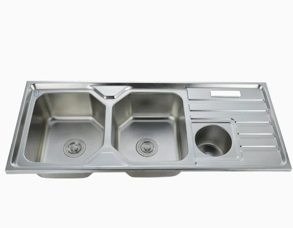 Sink Drop In Double Bowl End & Tidy