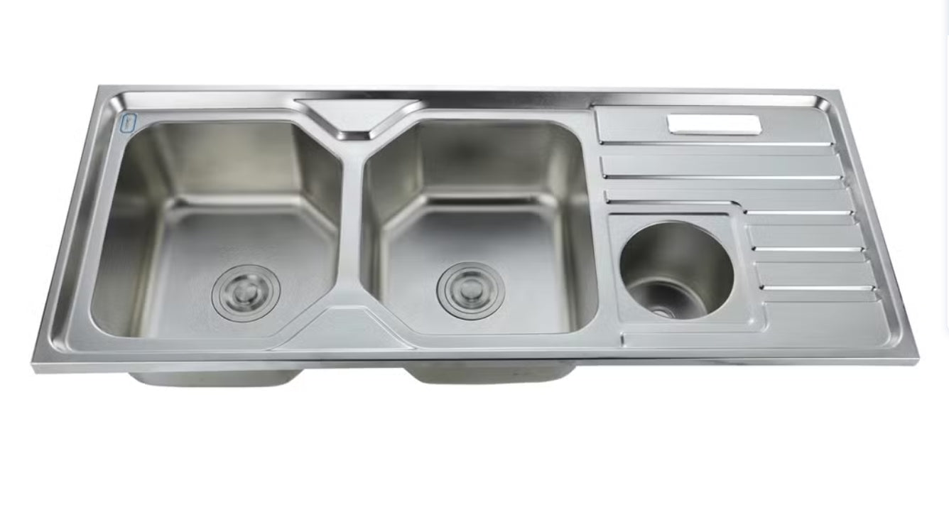 Sink Drop In Double Bowl End & Tidy