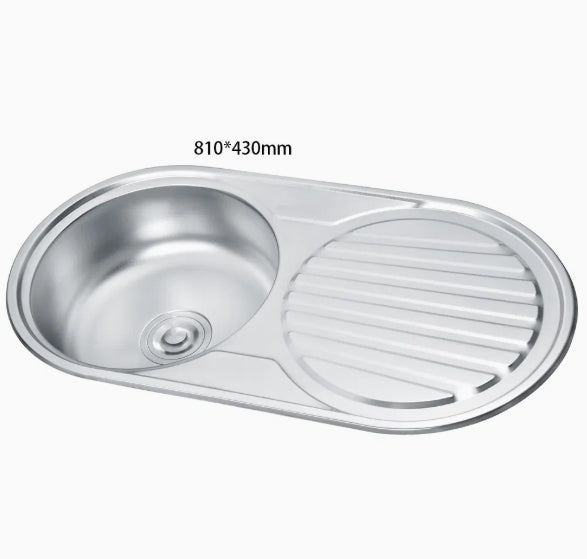 Sink Drop In Single Bowl End Round
