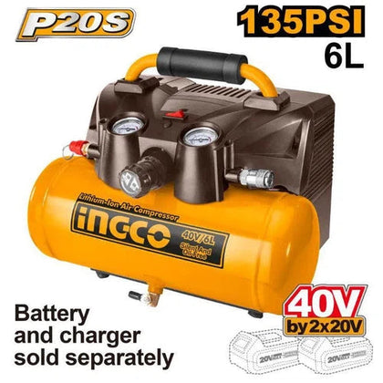 Air Compressor Cordless 2x𝑃20ˢ 6ℓ iNGCO-Tool Only-