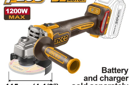 Angle Grinder Cordless 115𝑚𝑚 𝑃20ˢ iNGCO-850𝑊 Wadfow-Tool Only