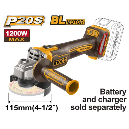 Angle Grinder Cordless 115𝑚𝑚 𝑃20ˢ iNGCO-850𝑊 Wadfow-Tool Only