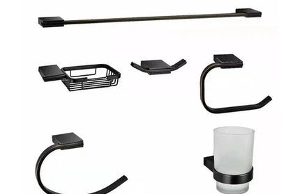 Bathroom Accessories Set Slimline Livornoⓓ-Matt Black