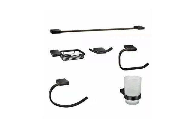 Bathroom Accessories Set Slimline Livornoⓓ-Matt Black