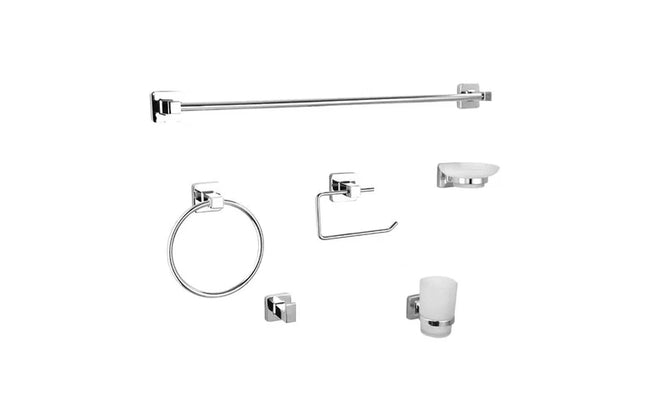 Bathroom Accessories Set Square Livorno-Chrome