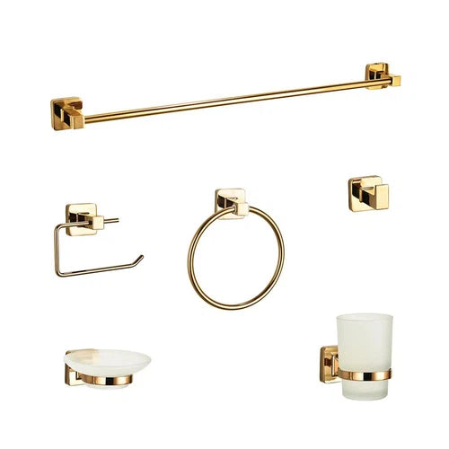 Bathroom Accessories Set Square Livorno-Rose gold-