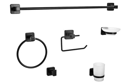 Bathroom Accessories Set Square Livorno-Matt Black