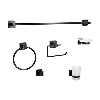 Bathroom Accessories Set Square Livorno-Matt Black