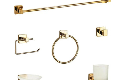 Bathroom Accessories Set Square Livorno-Rose gold