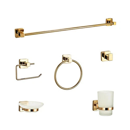 Bathroom Accessories Set Square Livorno-Rose gold