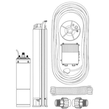 Borehole Motor 4" 230𝑉 + Wet End KIT Pascali-0.55𝑘𝑊/1.8𝑚³ℓ𝑝𝒉/𝐻72𝑚/Cable 50𝑚-