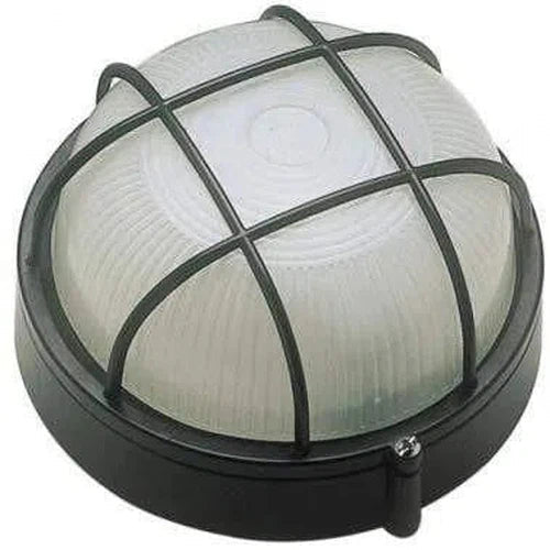 Bulkhead Round Aluminium+Grid-Outdoor Lighting-Private Label Lighting-Black-diyshop.co.za