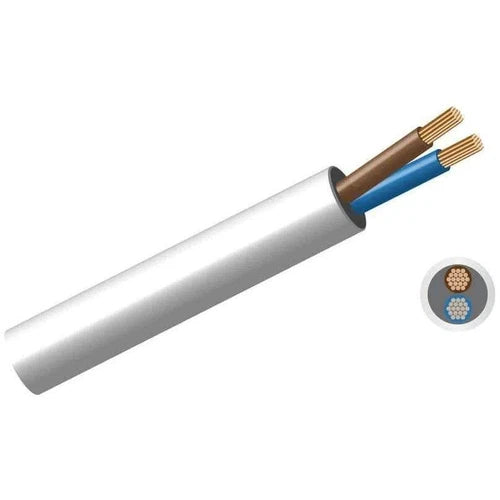 Cable Cabtyre 2Core 𝑝/𝑚eter »-Cables-Private Label Electrical-0.5mm²-White-diyshop.co.za