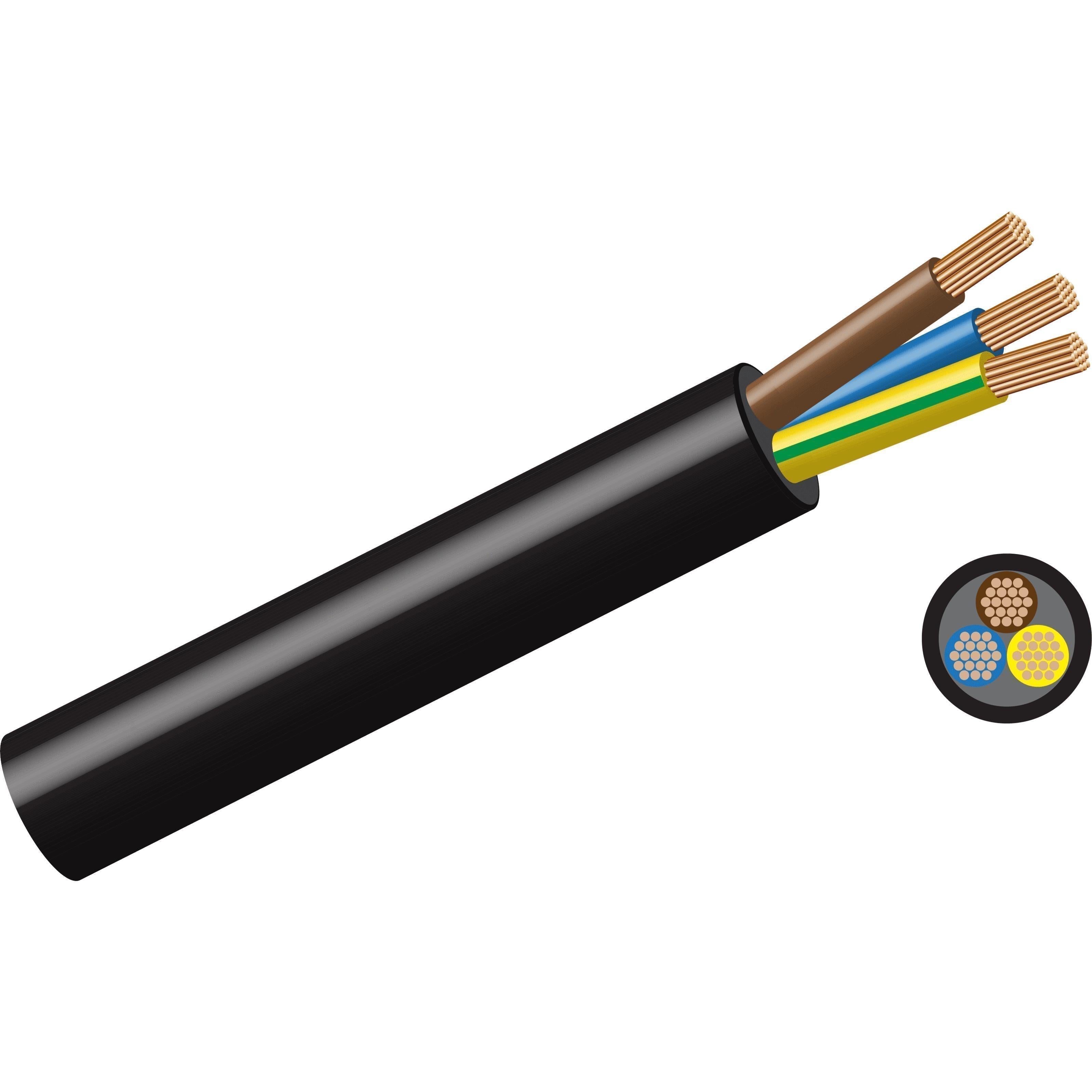 Cable Cabtyre 3Core 𝑝/𝑚eter »-Cables-Private Label Electrical-1.0mm²-Black-diyshop.co.za