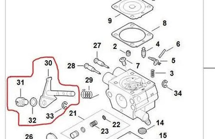 Carburettor for FS38 4140 STIHL-4140/31 (for hook cable)